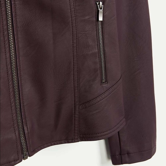 Faux Leather Moto Jacket - Plum colour *Mint Condition* - Picture 4 of 5